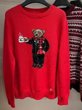Polo Ralph Lauren Red Bear Intarsia Crewneck Sweater